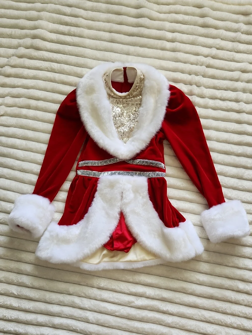 Holiday Red and White Faux-Fur Trim Kids Costume Dress